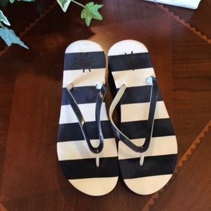 Blue & White striped Wedge Sandals